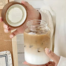 Modern clear glass tea cup with wood lid kitchen coffee jar by Decorbites