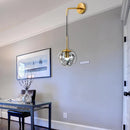 GobekUsa Modern Clear Glass Wall Light with Flower Deco Cloth and Silver/Gold Finish
