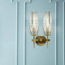 GobekUsa Modern Clear Glass Wall Sconce – Tapered Design, Gold Finish, 1/2 Mount Lights