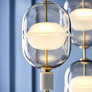 GobekUsa Clear Gray Amber Glass Pendant Light with Marble Gold Metal Finish