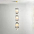 GobekUsa Clear Gray Amber Glass Pendant Light with Marble Gold Metal Finish