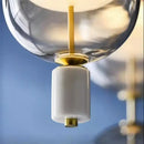 GobekUsa Clear Gray Amber Glass Pendant Light with Marble Gold Metal Finish