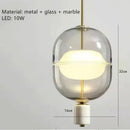 GobekUsa Clear Gray Amber Glass Pendant Light with Marble Gold Metal Finish