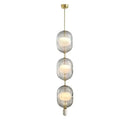 GobekUsa Clear Gray Amber Glass Pendant Light with Marble Gold Metal Finish