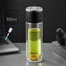 Modern clear insulated glass cup kitchen tea tumbler with black & silver lid by Decorbites