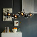 GobekUsa Clear/Smoke Glass 8 Bulbs Suspended Lighting Fixture in Black/Gold for Dining Room