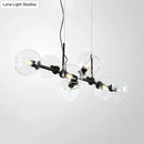 GobekUsa Clear/Smoke Glass 8 Bulbs Suspended Lighting Fixture in Black/Gold for Dining Room