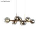 GobekUsa Clear/Smoke Glass 8 Bulbs Suspended Lighting Fixture in Black/Gold for Dining Room