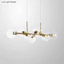 GobekUsa Clear/Smoke Glass 8 Bulbs Suspended Lighting Fixture in Black/Gold for Dining Room