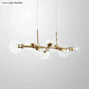 GobekUsa Clear/Smoke Glass 8 Bulbs Suspended Lighting Fixture in Black/Gold for Dining Room