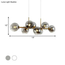 GobekUsa Clear/Smoke Glass 8 Bulbs Suspended Lighting Fixture in Black/Gold for Dining Room