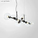 GobekUsa Clear/Smoke Glass 8 Bulbs Suspended Lighting Fixture in Black/Gold for Dining Room