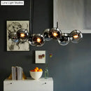 GobekUsa Clear/Smoke Glass 8 Bulbs Suspended Lighting Fixture in Black/Gold for Dining Room
