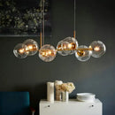 GobekUsa Clear/Smoke Glass 8 Bulbs Suspended Lighting Fixture in Black/Gold for Dining Room