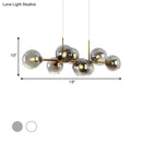 GobekUsa Clear/Smoke Glass 8 Bulbs Suspended Lighting Fixture in Black/Gold for Dining Room