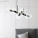 GobekUsa Clear/Smoke Glass 8 Bulbs Suspended Lighting Fixture in Black/Gold for Dining Room