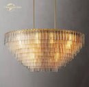 GobekUsa Clear Smoke Glass Oval LED Chandelier - Modern Retro Black Metal-B