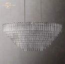 GobekUsa Clear Smoke Glass Oval LED Chandelier - Modern Retro Black Metal-B