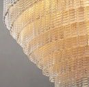 GobekUsa Clear Smoke Glass Oval LED Chandelier - Modern Retro Black Metal-B