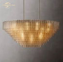 GobekUsa Clear Smoke Glass Oval LED Chandelier - Modern Retro Black Metal-B
