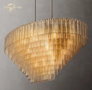 GobekUsa Clear Smoke Glass Oval LED Chandelier - Modern Retro Black Metal-B