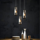 GobekUsa Glass Pendant Lights for Dining Room Bedroom, LED Industrial Hanging Lamp, Modern Home Decor