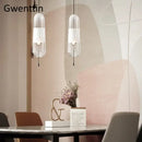 GobekUsa Glass Pendant Lights for Dining Room Bedroom, LED Industrial Hanging Lamp, Modern Home Decor