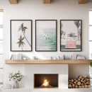 Tropical Beach Wall Art Set. Modern Coastal Surfing Prints by Wall Art Set