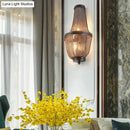 GobekUsa 2-Light Modern Aluminum Empire Wall Sconce for Bedside in Coffee/Silver