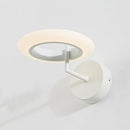 GobekUsa Modern Coffee/White Round LED Wall Lamp with Curved Arm in Warm/Natural Light - Acrylic Lighting Sconce