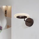 GobekUsa Modern Coffee/White Round LED Wall Lamp with Curved Arm in Warm/Natural Light - Acrylic Lighting Sconce
