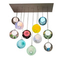 GobekUsa Colorful Balls Chandelier: Modern Dimmable Rectangle Dining Room & Bedside Hanging Lamp