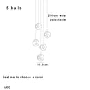 GobekUsa Colorful Balls Chandelier: Modern Dimmable Rectangle Dining Room & Bedside Hanging Lamp