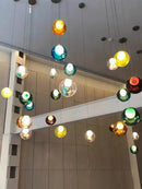 GobekUsa Colorful Balls Chandelier: Modern Dimmable Rectangle Dining Room & Bedside Hanging Lamp