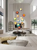 GobekUsa Colorful Balls Chandelier: Modern Dimmable Rectangle Dining Room & Bedside Hanging Lamp