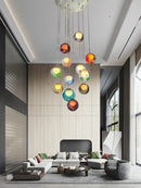 GobekUsa Colorful Balls Chandelier: Modern Dimmable Rectangle Dining Room & Bedside Hanging Lamp
