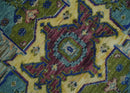 Moss Green Blue Silver Wool Hand Knotted Area Rug Turkish Heriz