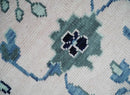 Soft Pink Gray and Blue Hand Knotted Wool Traditional Oushak Area Rug by The Rug Decor
