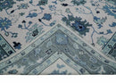 Soft Pink Gray and Blue Hand Knotted Wool Traditional Oushak Area Rug by The Rug Decor
