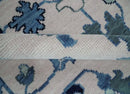 Soft Pink Gray and Blue Hand Knotted Wool Traditional Oushak Area Rug by The Rug Decor