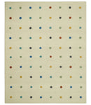 Modern Colorful Polka Dot Beige 8x10 Hand Tufted wool area rug
