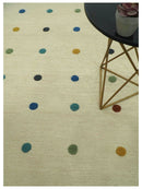 Modern Colorful Polka Dot Beige 8x10 Hand Tufted wool area rug
