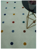Modern Colorful Polka Dot Ivory 8x10 Hand Tufted wool area rug