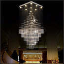 GobekUsa Columnar Crystal Chandelier with Square Base for Living Room, Stair Loft - Modern Hanging Lamp