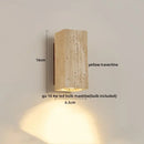 GobekUsa LED Wall Sconce Yellow Travertine Stone Bedroom Study Cafe Wood Base Stair Light