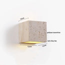 GobekUsa LED Wall Sconce Yellow Travertine Stone Bedroom Study Cafe Wood Base Stair Light