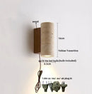 GobekUsa LED Wall Sconce Yellow Travertine Stone Bedroom Study Cafe Wood Base Stair Light