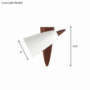 GobekUsa Modern Cone Metal Wall Light with Wood Backplate - White 1-Bulb Sconce Fixture
