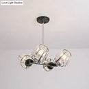 GobekUsa Modern Conic Hanging Light Kit with Crystal Block - 4/6 Lights - Black