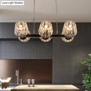 GobekUsa Modern Conic Hanging Light Kit with Crystal Block - 4/6 Lights - Black